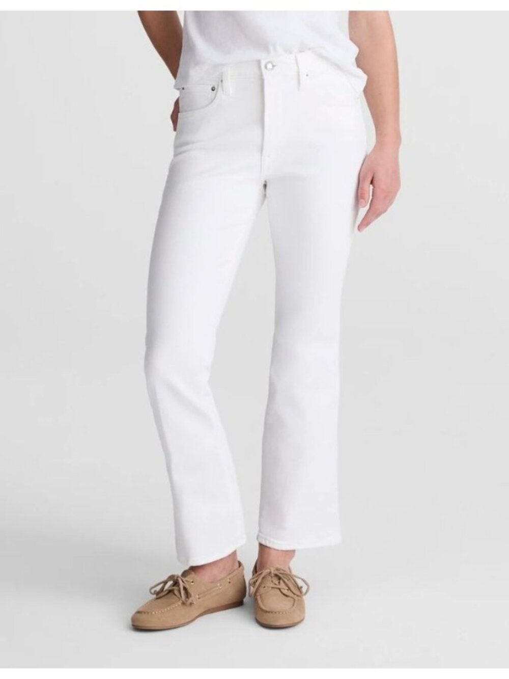 Madewell NZ598 The Short Flare Crop Jean Super Stretch White Size 29S NWT!
